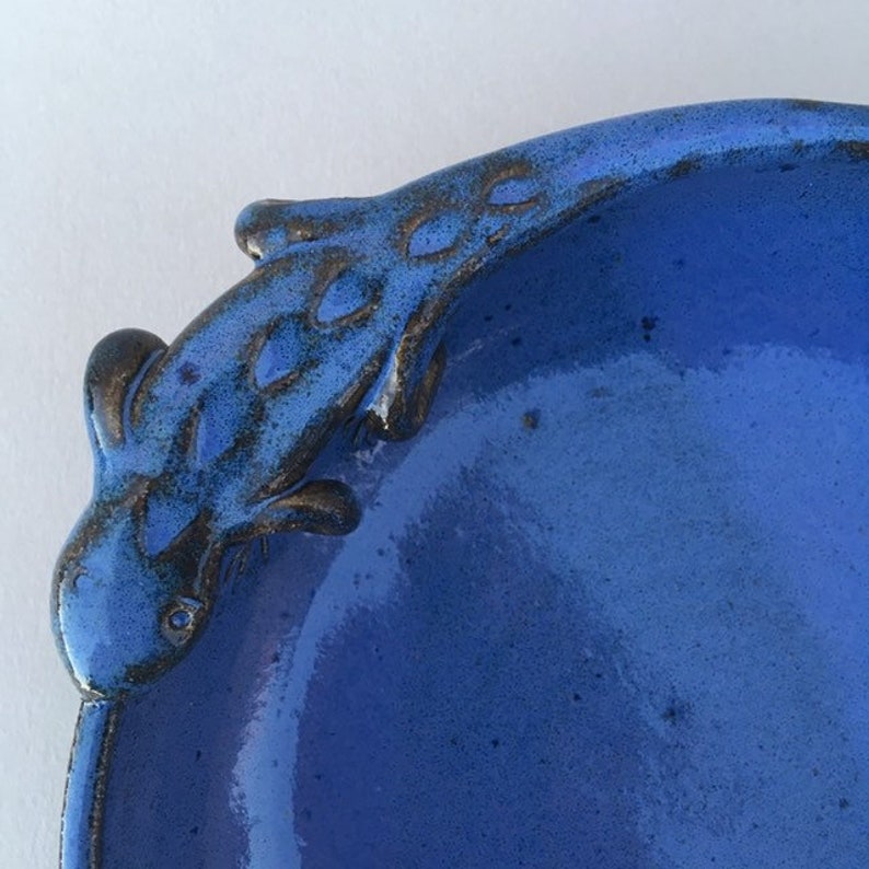 kids plate sculptural pottery blue ceramic lizard plate whimsical pottery bowl desert bowl