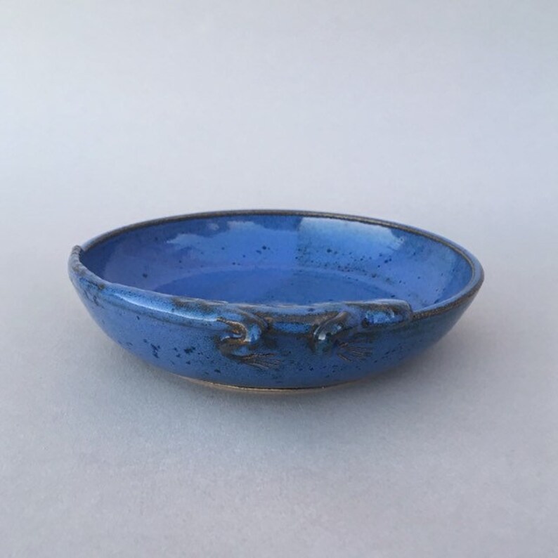 kids plate sculptural pottery blue ceramic lizard plate whimsical pottery bowl desert bowl