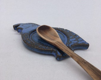 Spoon Rest, handmade pottery spoon rest, Denim