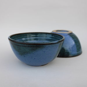 Made to Pre-order: Cereal Bowl, Set of Two, Handmade Breakfast Bowl, Pottery Soup Bowl, 2 Cups Serving Bowl each, Blue image 4