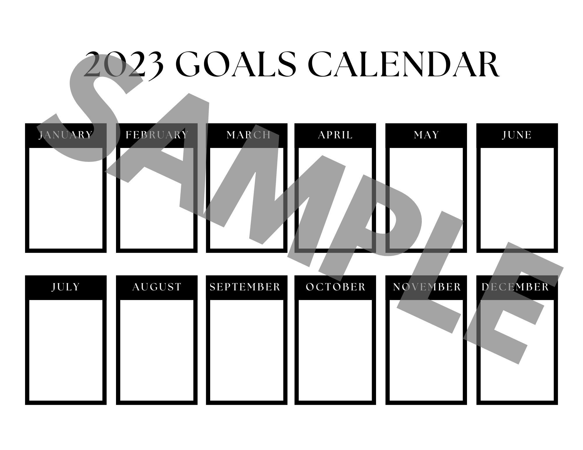 2023 Year at a Glance Printable Goals Calendar 8.5 X 11 Inches Etsy