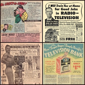 8 Vintage Comic-Buch anzeigen gemeinfrei Digital Download für Collage Scrapbooking Transfer Art Instant Download