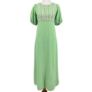 Vintage Dress Small Women&#39;s Regency Era handmade Jane Austen Bridgerton green