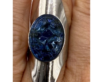 Anillo vintage Sarah Coventry, años 70, joyería Cleopatra, plata azul