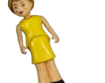 Casa de muñecas Little Tikes Madre / Mujer Vestido amarillo Cabello castaño claro VTG