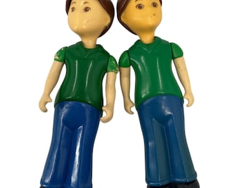 Figura familiar Little Tikes VTG Hombre/Padre Camiseta verde de manga corta Pantalones azules