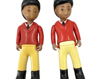 Figura familiar de jinete Little Tikes VTG Figura de jockey Establo de caballos Afroamericano