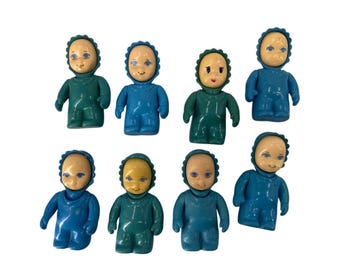 Figura familiar Little Tikes VTG Bebé niño Traje azul Gorro azul