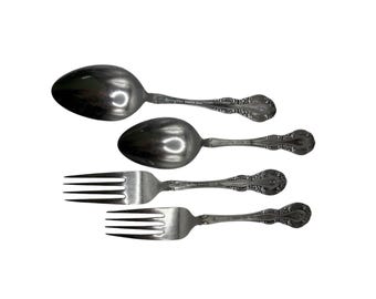 Cubiertos japoneses con diseño de primavera, acero inoxidable, fabricación desconocida, descontinuados