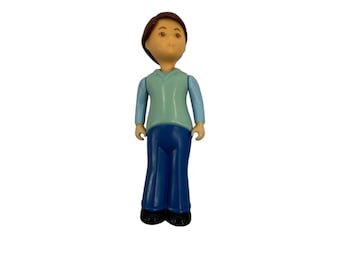 Figura familiar Little Tikes VTG Hombre papá Padre Camiseta azul de manga larga Pantalones azules