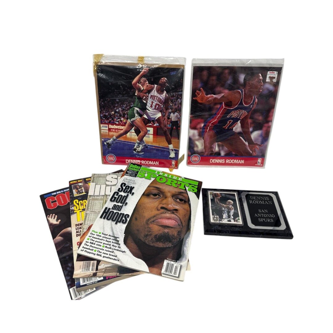 Rodman Magazines Dennis Rodman Collectors Lot Autographed Card Glossy Photos Magazines ...