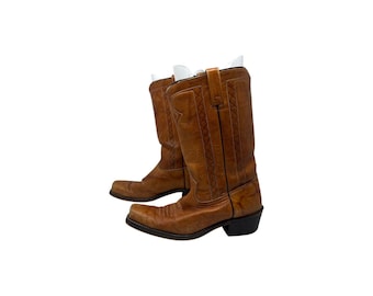 Cowboy-Stiefel Acme Dodge City Square Toe Größe 10 1/2 aus Leder 1970er 1980er