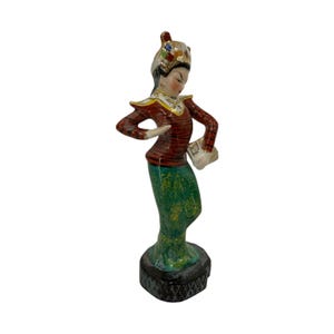 1950s Japanese figurine Geisha Dancer hand painted porcelain statue Japan