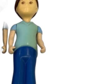 Figura familiar Little Tikes VTG Hombre papá padre Camiseta azul de manga corta Pantalones azules