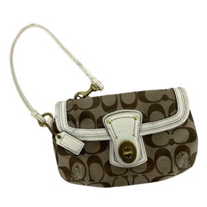 Cartera Coach Signature Legacy Vintage 1990's Y2K pulsera logotipo de lona marrón