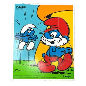 Vintage 1982 Smurf Puzzle Papa Smurf 325-9 kids 12 pcs Made in USA Playskool