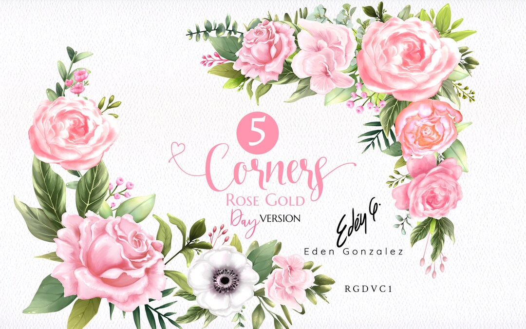 Digital Rose Gold Corners/clipart/flowers/arrangements/bouquets ...