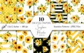 Sunflower Digital Papers/Yellow/Patterns/Scrapbook/Seamless/Print/Fabric/Flowers/Arrangements/Bouquets/Stationery/Watercolor/Commercial use
