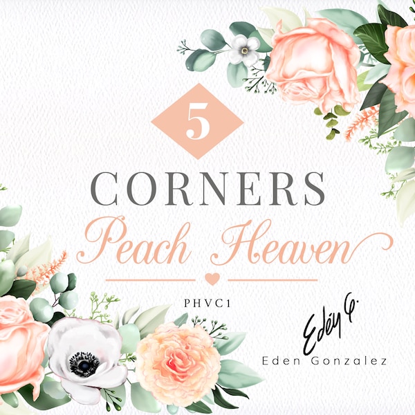 Digital Peach Corners/Clipart/Flowers/Arrangements/Bouquets/Stationery/Watercolor/Orange/Salmon/Blush/Coral/Border/Beige/Commercial use