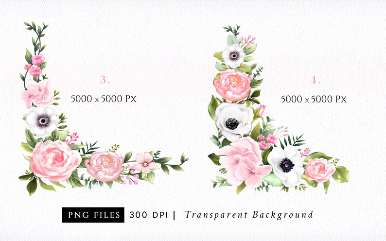 Digital Rose Gold Corners/clipart/flowers/arrangements/bouquets ...