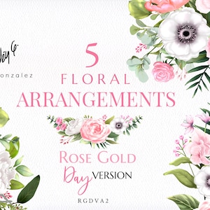 Digital Rose Gold Arrangements/Clipart/Flowers/Arrangements/Bouquets/Stationery/Watercolor/Wedding/Pink/Blush/Coral/Border/Commercial use