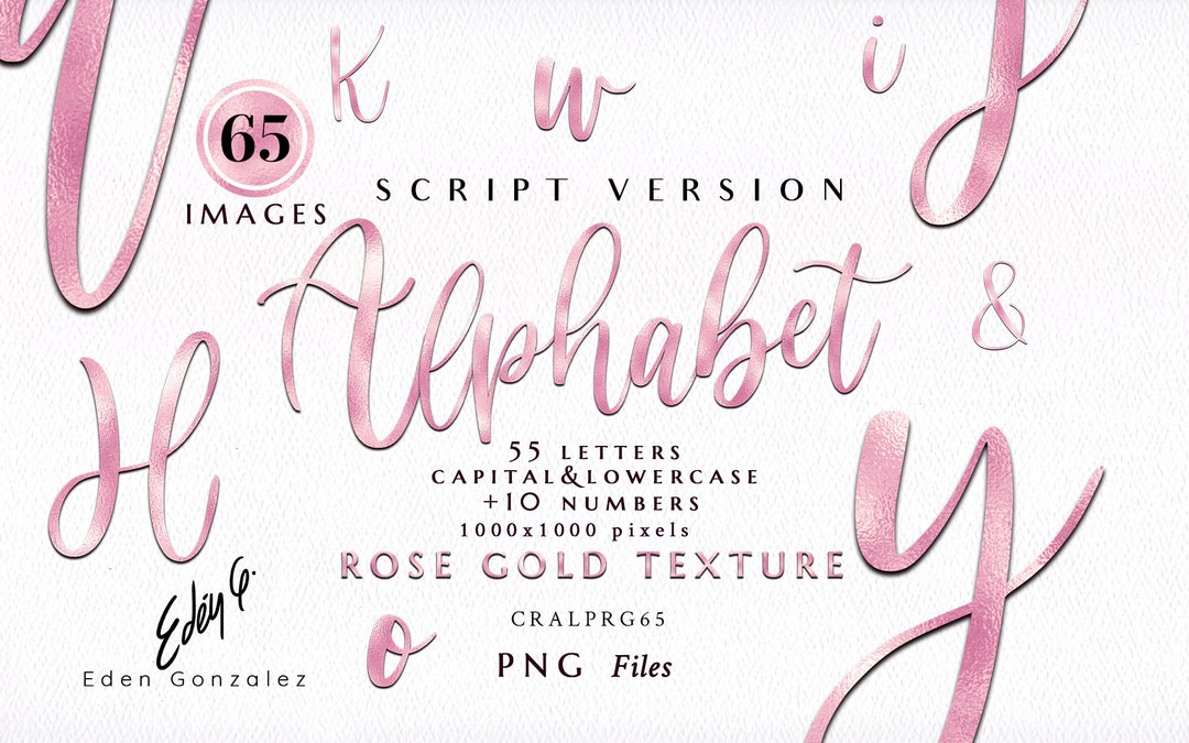 Alphabet/rose Gold/pink/cursive/script/calligraphy/handwritten/letters ...
