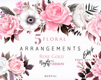 Digital Rose Gold Arrangements/Clipart/Flowers/Arrangements/Bouquets/Stationery/Watercolor/Wedding/Pink/Blush/Coral/Border/Commercial use