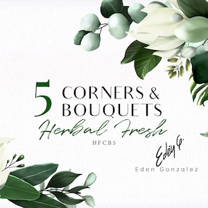 Digital Greenery Corners/Herbal/Clipart/Arrangements/Bouquets/Watercolor/Leaves/Leaf/Eucalyptus/Tropical/Palm/Plant/Border/Commercial use