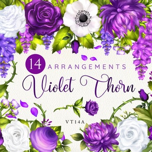 Purple/Violet/Lavender/Flowers/Floral/Arrangements/Anemones/Border/Wreath/Clipart/Illustrations/Bouquets/Corner/Stationery/Commercial use