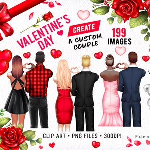 Valentine's Day/Back View DIY/Custom/Love/Heart/Couple/Girl/Flower/Arrangements/Boyfriend/Girlfriend/Ribbon/Red/Clipart/Commercial use
