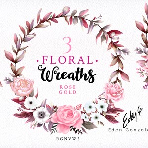 Digital Rose Gold Wreaths/Clipart/Flowers/Arrangements/Bouquets/Stationery/Watercolor/Wedding/Pink/Blush/Coral/Floral/Border/Commercial use