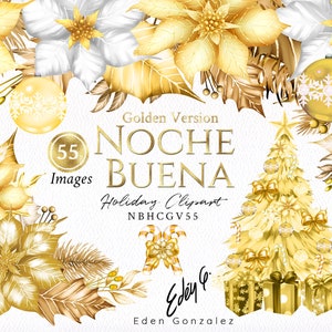 Christmas Golden/Copper/Noche Buena/Poinsettia/Clipart/Xmas/Floral/Winter/Flower/Arrangements/Bouquets/Watercolor/Digital/Commercial use