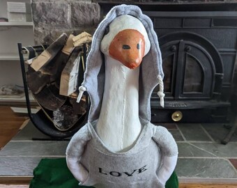 Goose Outfit: Grey Hoodie with Custom Vinyl Lettering