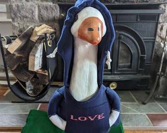 Porch Goose Outfit: Navy Hoodie with Custom Iron-On Decal
