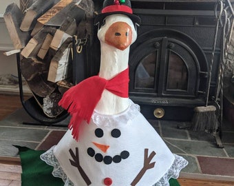 Snowman Goose Outfit: Winter Porch Decor, Large (24-27 inch)