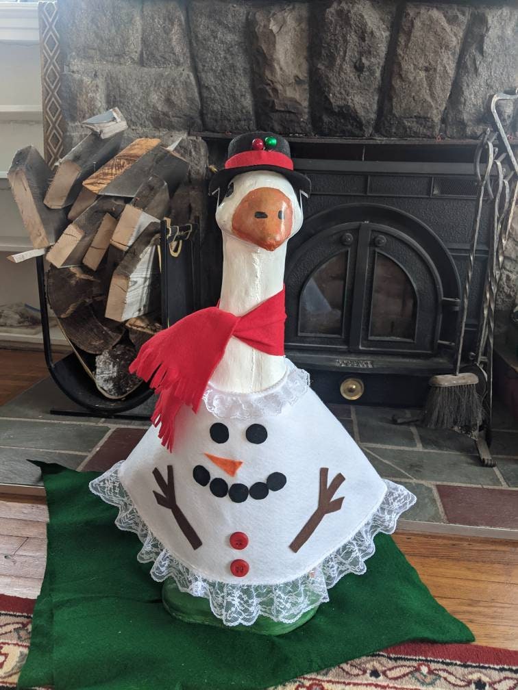 Snowman Goose Outfit: Winter Porch Decor, Large (24-27 Inch) - Etsy