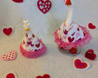 Valentine's Day Desk Goose Outfit - Hearts and Lace