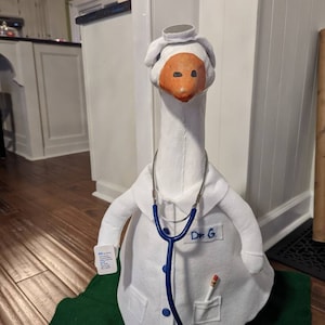 Goose Clothing, Doctor Outfit for Porch Goose. Size Large will fit 23"-29" goose plastic or cement. Outfits comes what you see in picture.