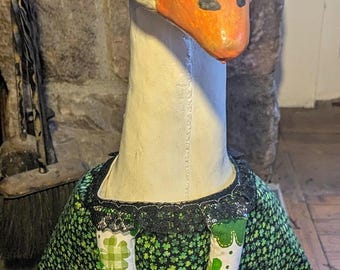 Porch Goose Outfit: St. Patrick's Day 23-29" Goose Dress and Hat