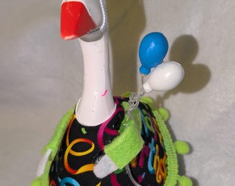 Desk Goose Birthday Outfit: Party Hat, Balloons, Gift (5-4.5 inch)