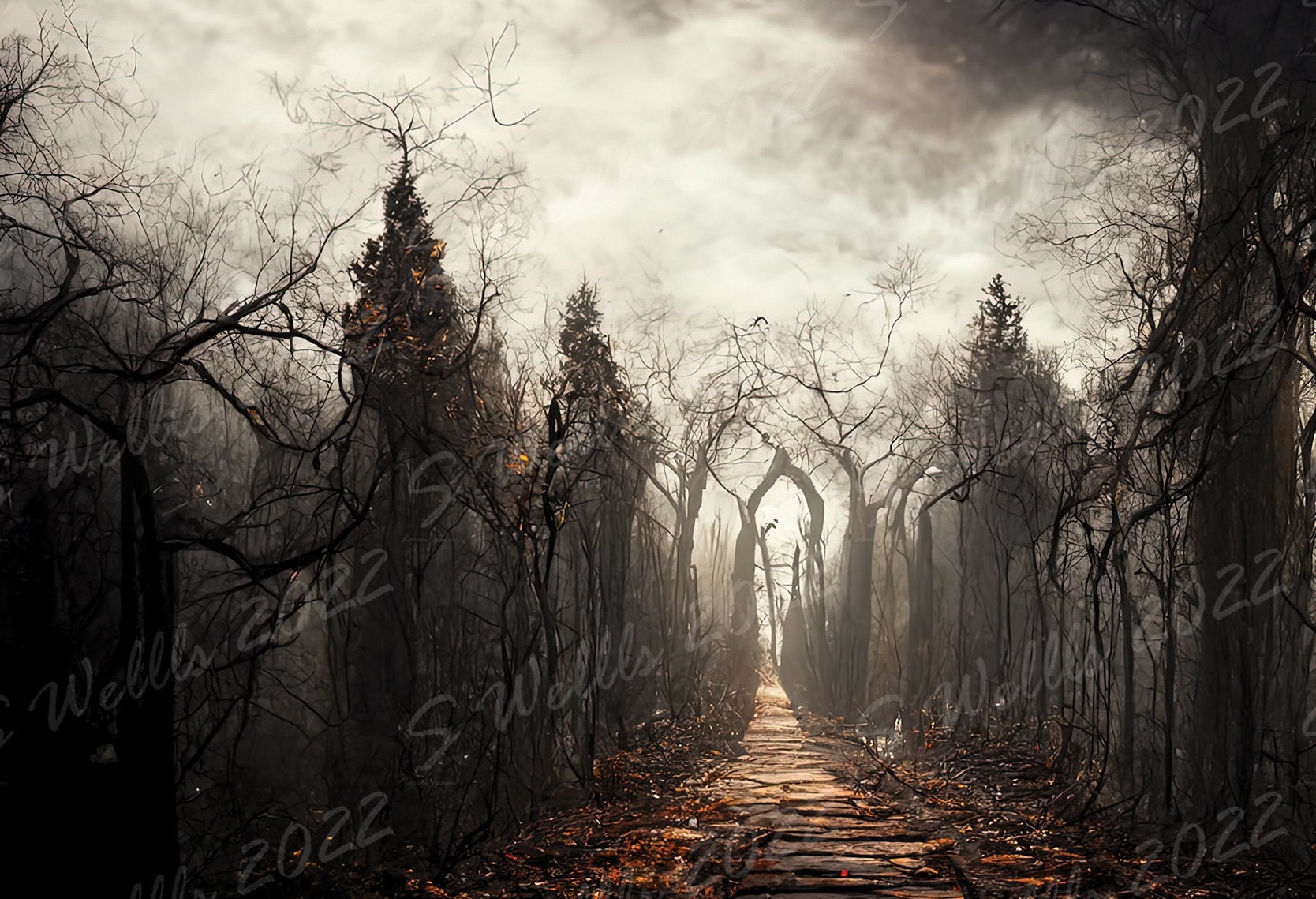 Dark Autumn Forest Path Art Print: Gothic Fantasy Background (digital  Download) - Etsy, image size:1668x1139