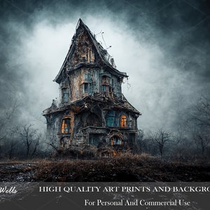 Dark Gothic Fantasy Haunted House Digital Download/Art Print/Photoshop Background/Backdrop/Spooky/Creepy/Horror/Scary/Haunted/Halloween
