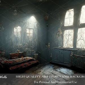 Dark Gothic Abandoned Room Digital Download/Art Print/Photoshop Background/Printable Backdrop/Creepy/Spooky/Horror/Haunted/Scary/Moody