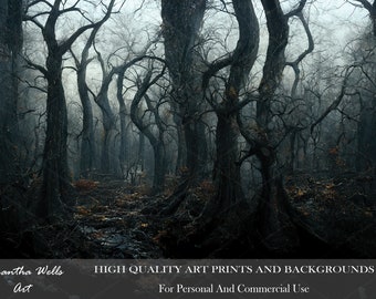 Dark Gothic Fantasy Haunted Forest Digital Download/Art Print/Photoshop Background/Backdrop/Spooky/Creepy/Horror/Scary/Moody/Halloween