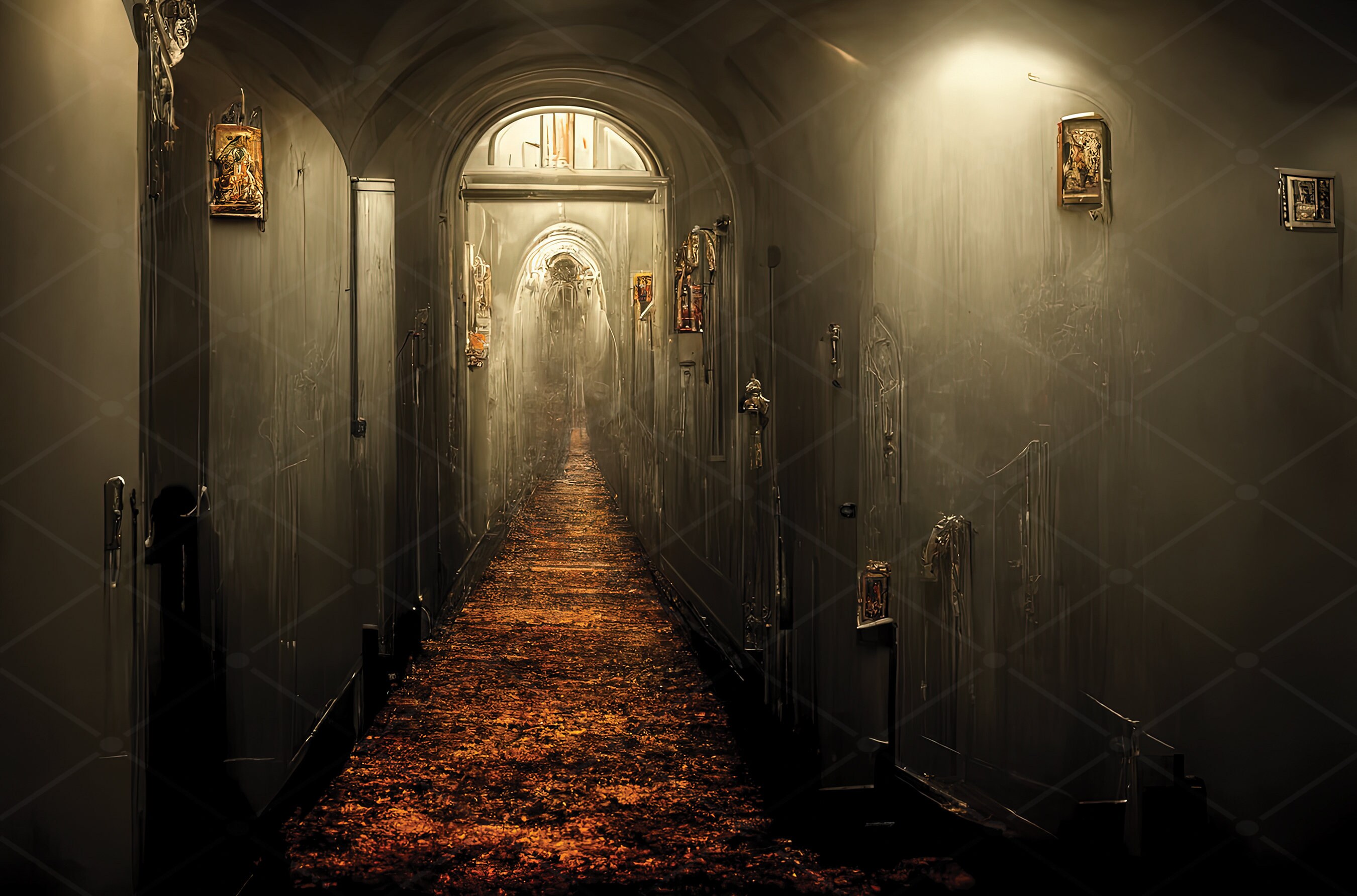 Dark Gothic Abandoned Hallway Art Print Creepy Spooky Corridor Dark Gothic Abandoned Hallway Art Print Creepy Spooky Corridor