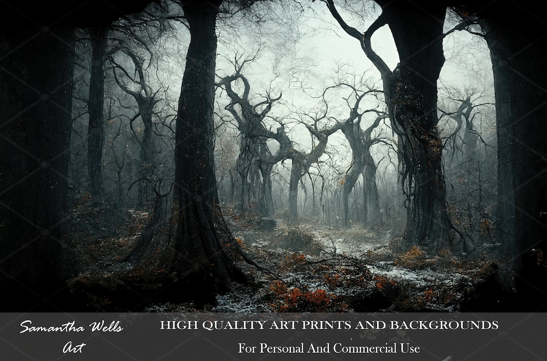 Dark Gothic Haunted Forest Art Print: Spooky Photoshop Background ...
