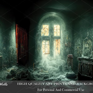 Dark Gothic Abandoned Room Digital Download/Art Print/Photoshop Background/Printable Backdrop/Creepy/Spooky/Horror/Haunted/Scary/Moody
