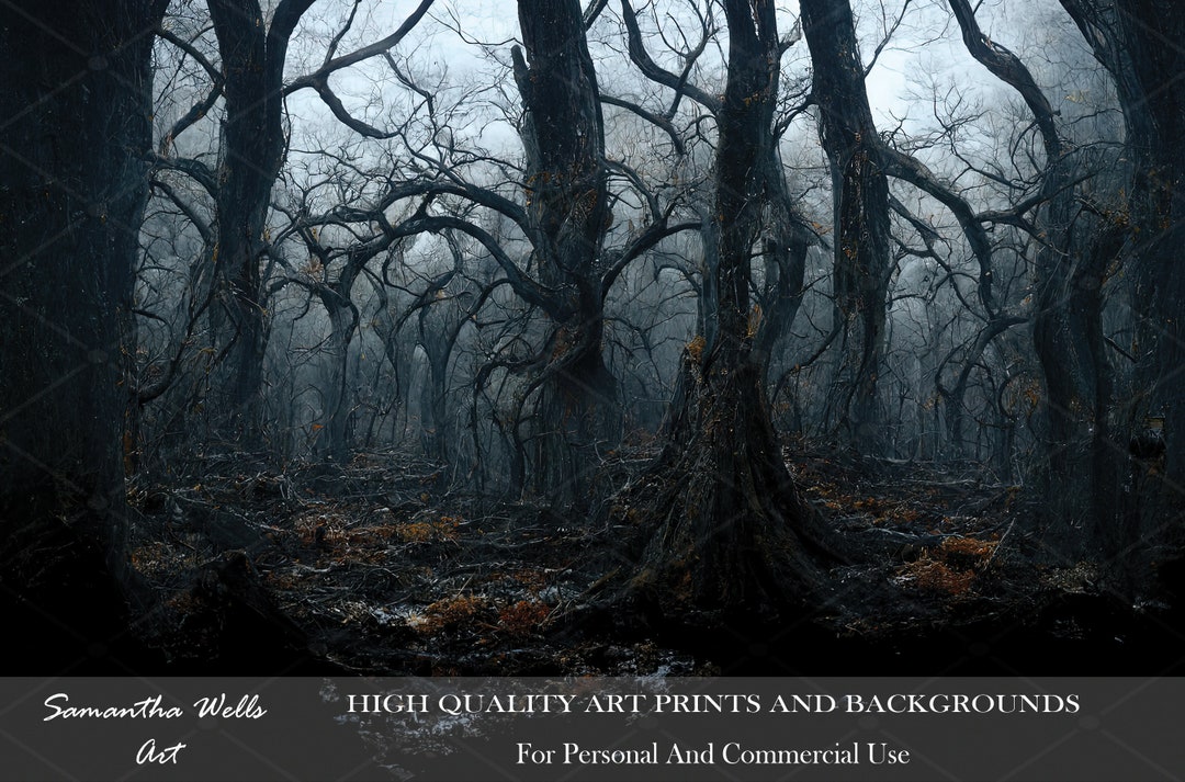 Dark Fantasy Forest Art Print: Gothic Spooky Woods (digital Download ...