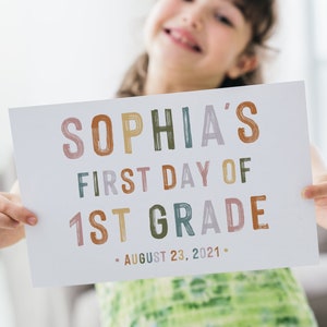 DIGITAL DOWNLOAD Custom First Day Of School Sign Printable Back To School Sign Pastel Rainbow Kindergarten Sign Preschool Sign image 2