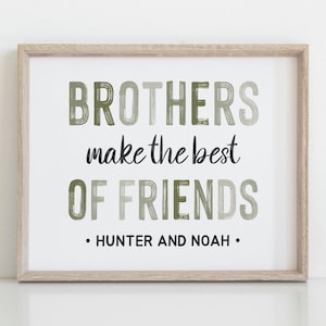 DIGITAL DOWNLOAD • Custom Brothers Make The Best Friends Wall Art • Brothers Sign • Boy Room Decor • Nursery Name Sign • Green Nursery Decor